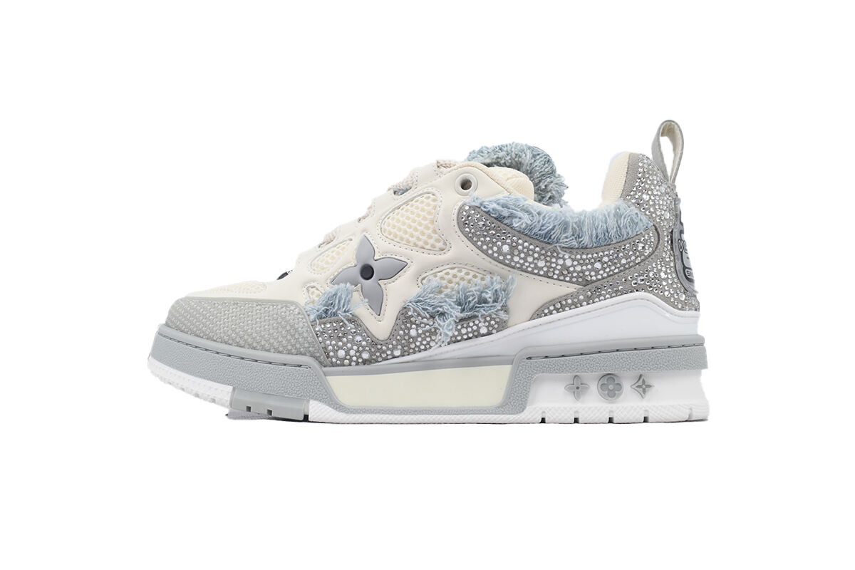 Louis Vuitton Skate Horse Hair Gray White Diamond