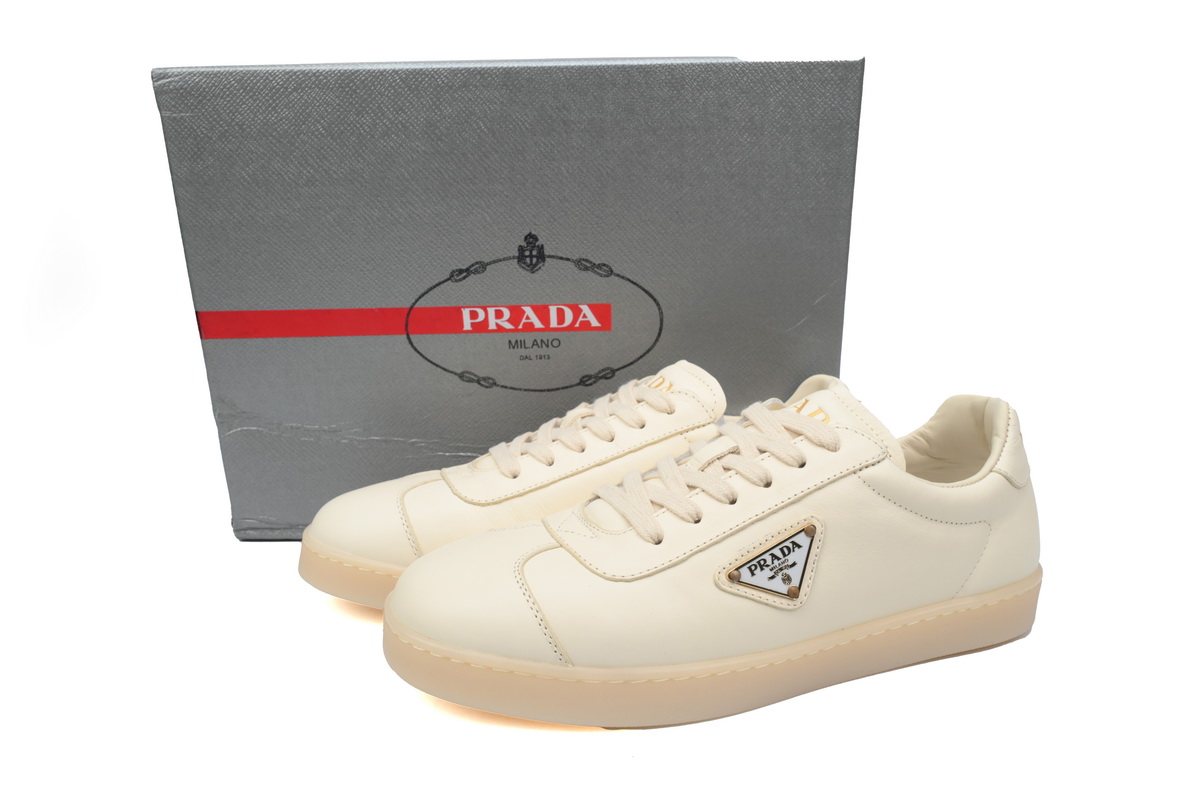 Prada Downtown Low Sneakers Rice White