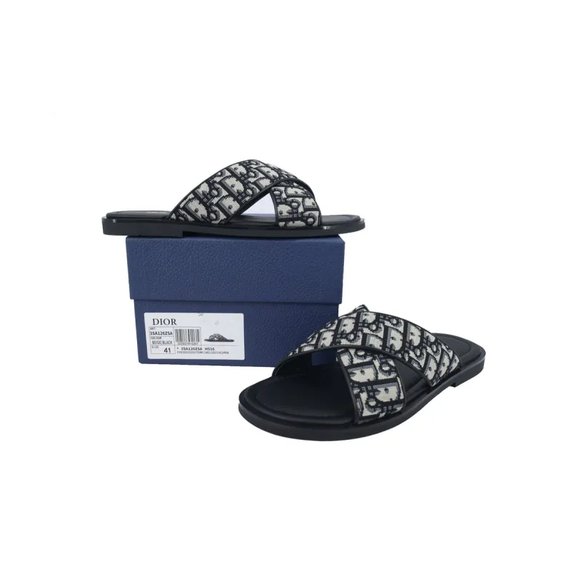 Dior Alias Sandal Beige And Black Dior Oblique Jacquard