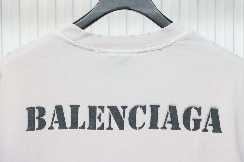 Balenciaga Blurred Inkjet Letters Short Sleeve T-shirt Light Gray