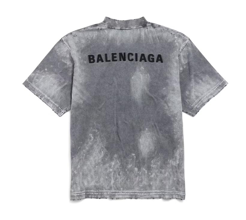 Balenciaga Back T-Shirt Medium Fit in grey painted vintage jersey