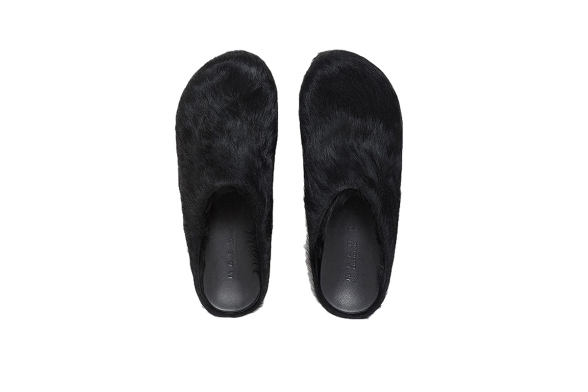 Marni Long hair Calfskin Fussbett Sabot Black SBMR000600P412200N99