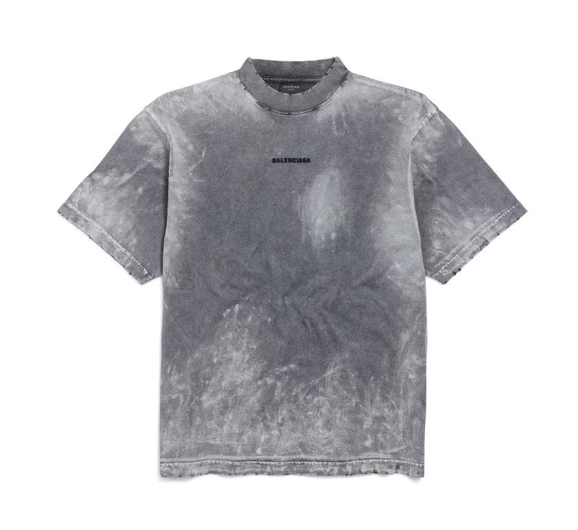 Balenciaga Back T-Shirt Medium Fit in grey painted vintage jersey