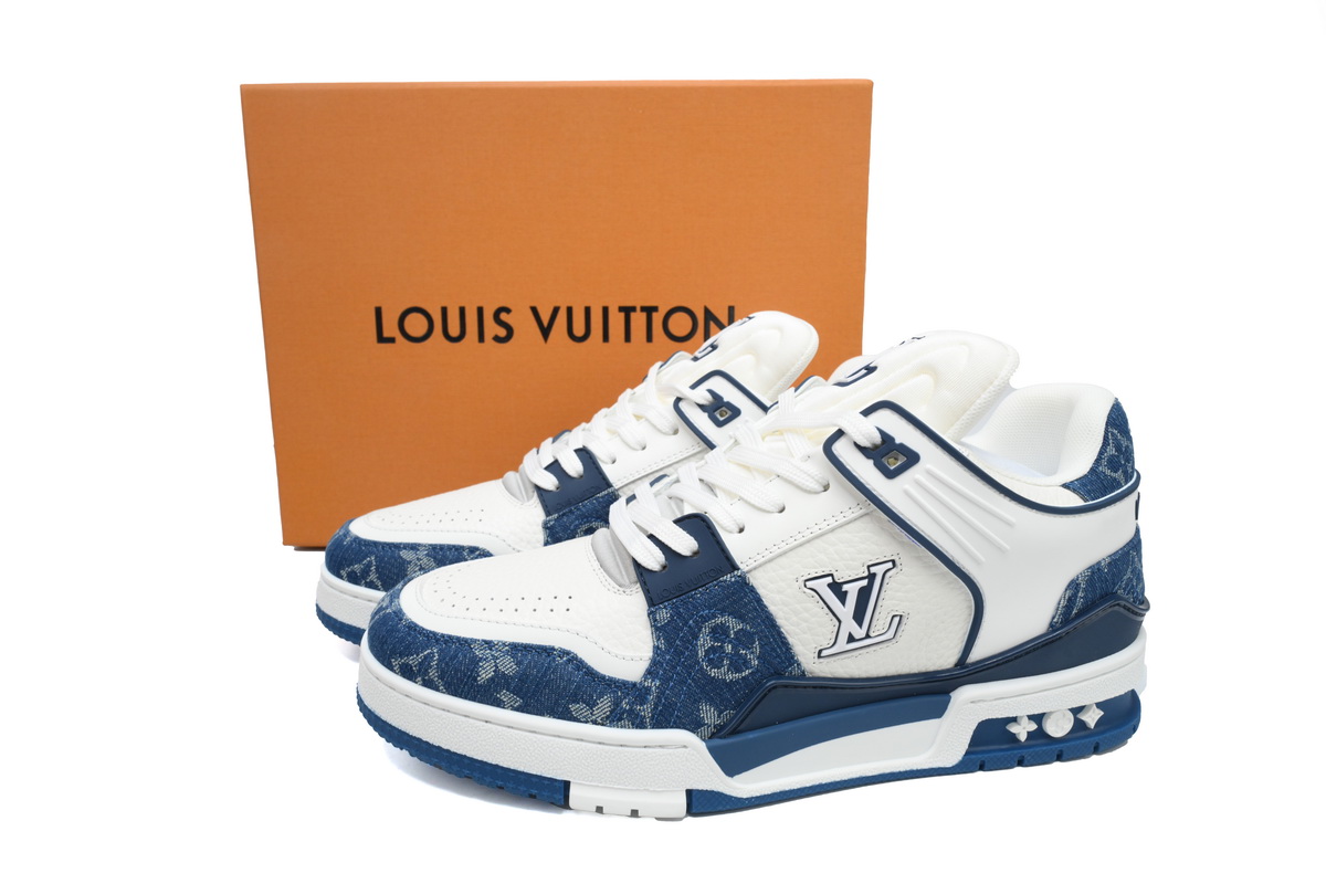 LOUIS VUITTON Trainer White and blue denim