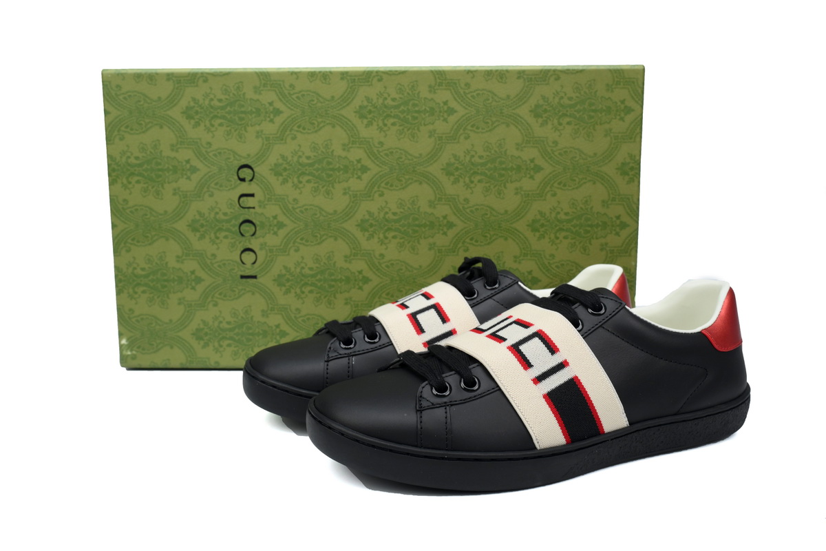 Gucci Ace Stripe Leather 'Black'
