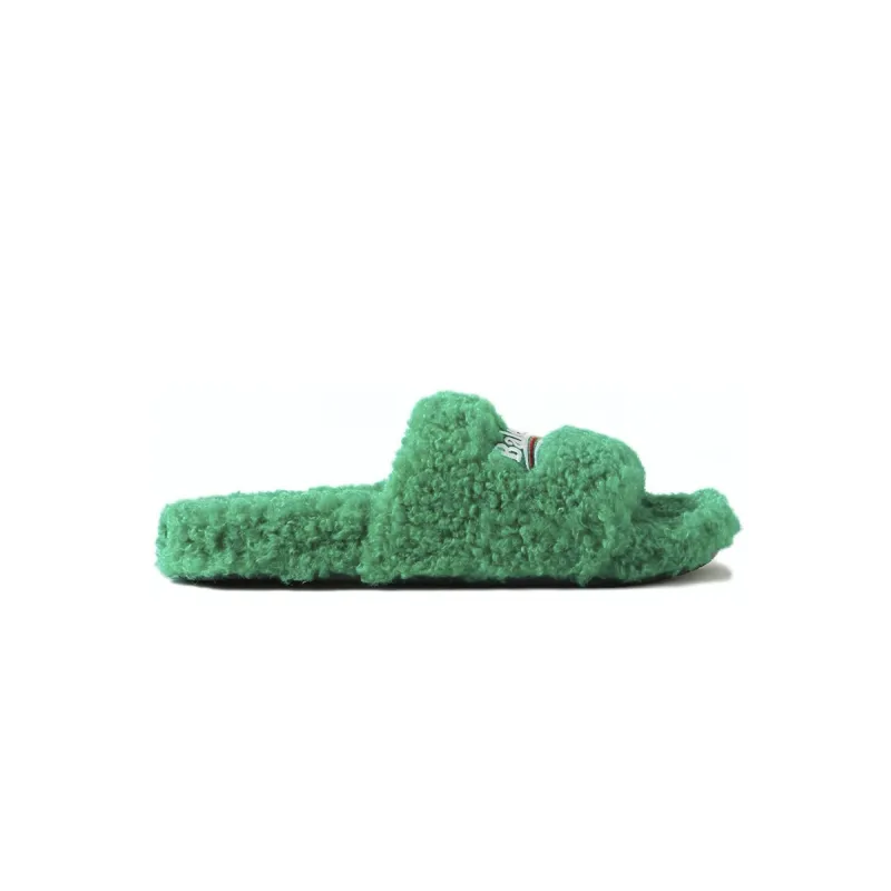 Balenciaga Furry Slide Green