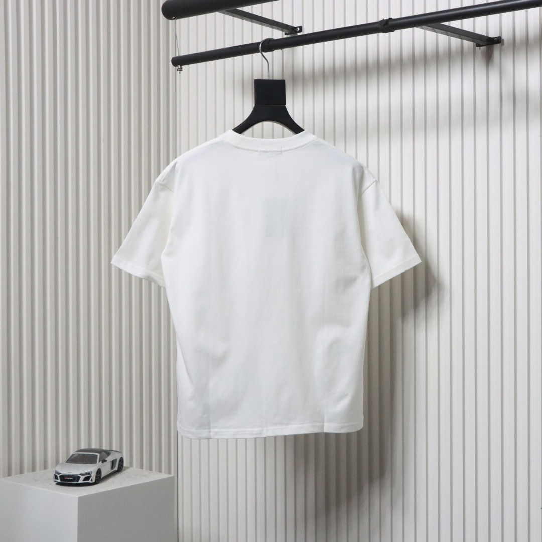 Balenciaga 25ss Sanskrit letters flocking print short sleeves white