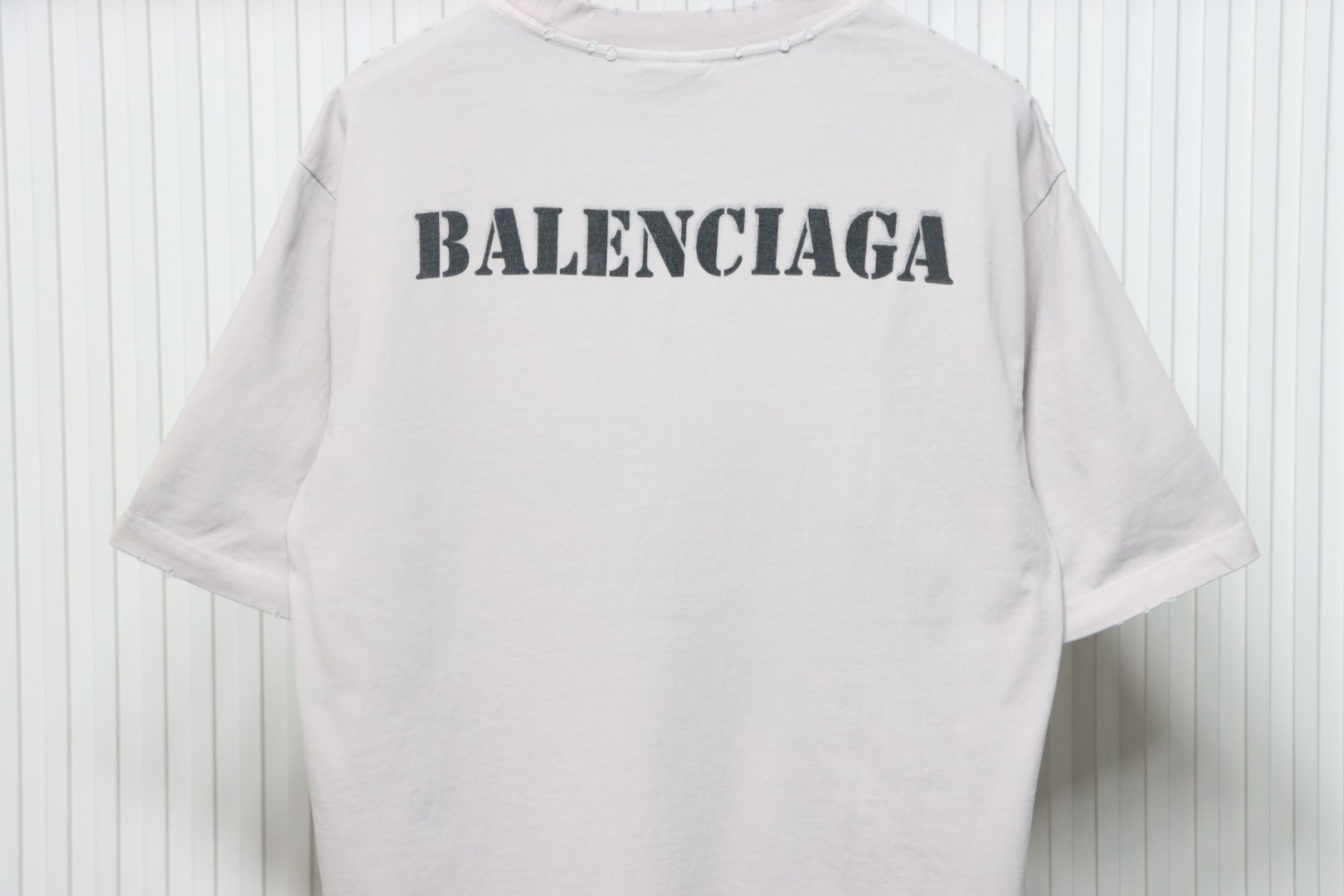 Balenciaga Blurred Inkjet Letters Short Sleeve T-shirt Light Gray