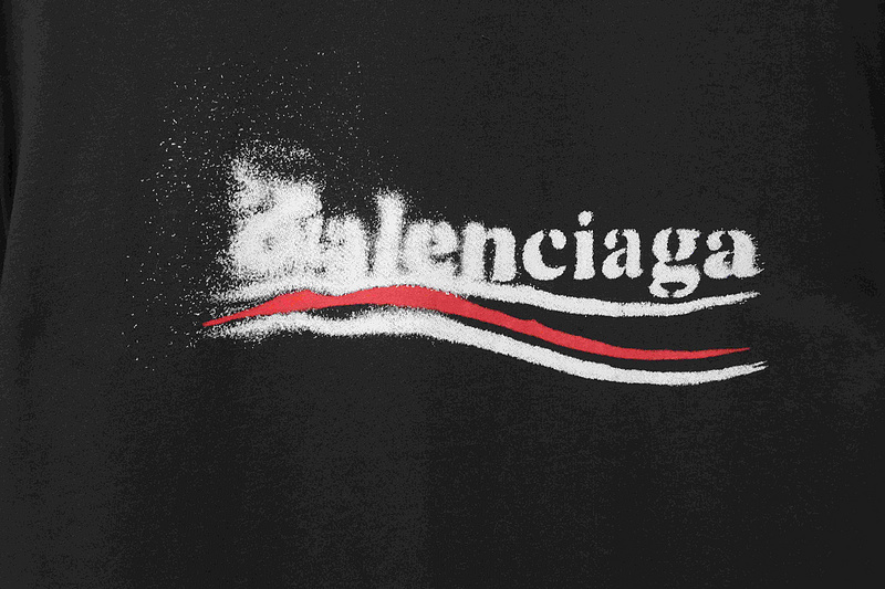 Balenciaga Blurred Coke Printed Short Sleeve Navy