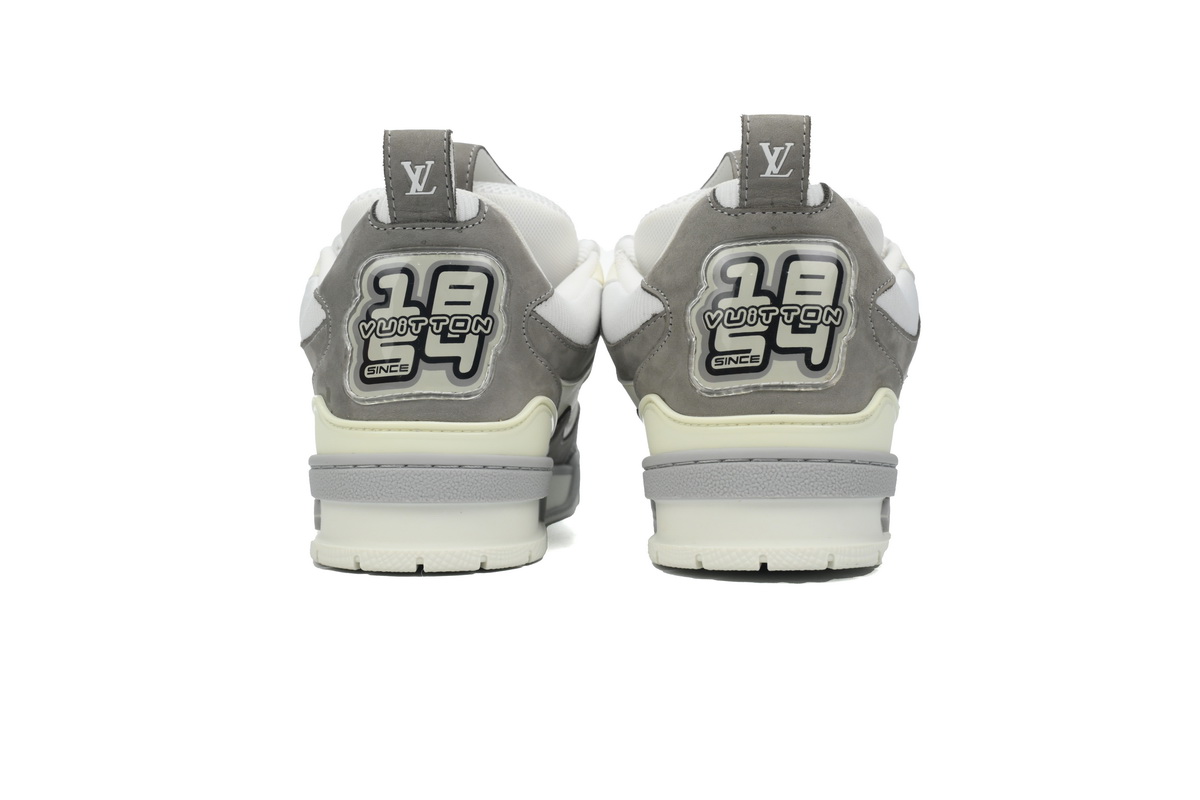 LOUIS VUITTON Leather lace up Fashionable Board Shoes White Gray 1ACQP4