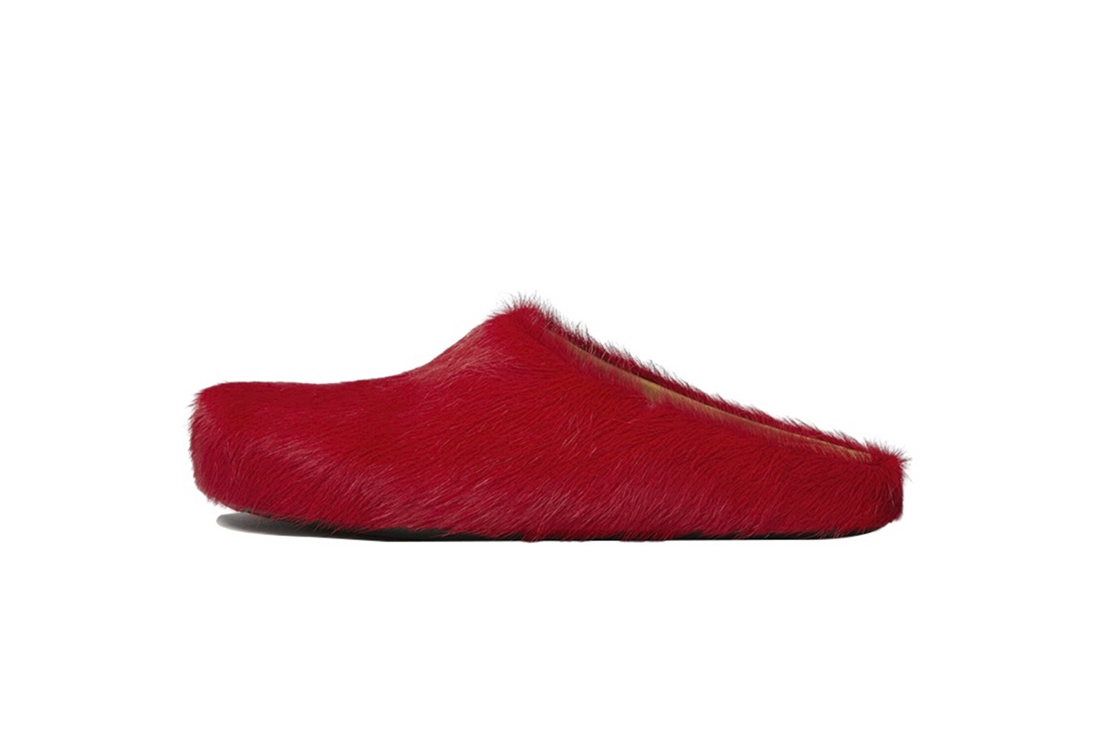 Marni Long hair Calfskin Fussbett Sabot Red SBMS004601P412200R66