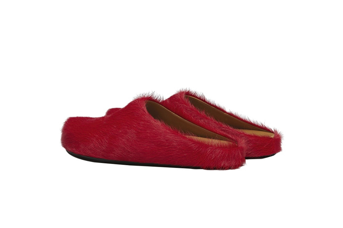 Marni Long hair Calfskin Fussbett Sabot Red SBMS004601P412200R66