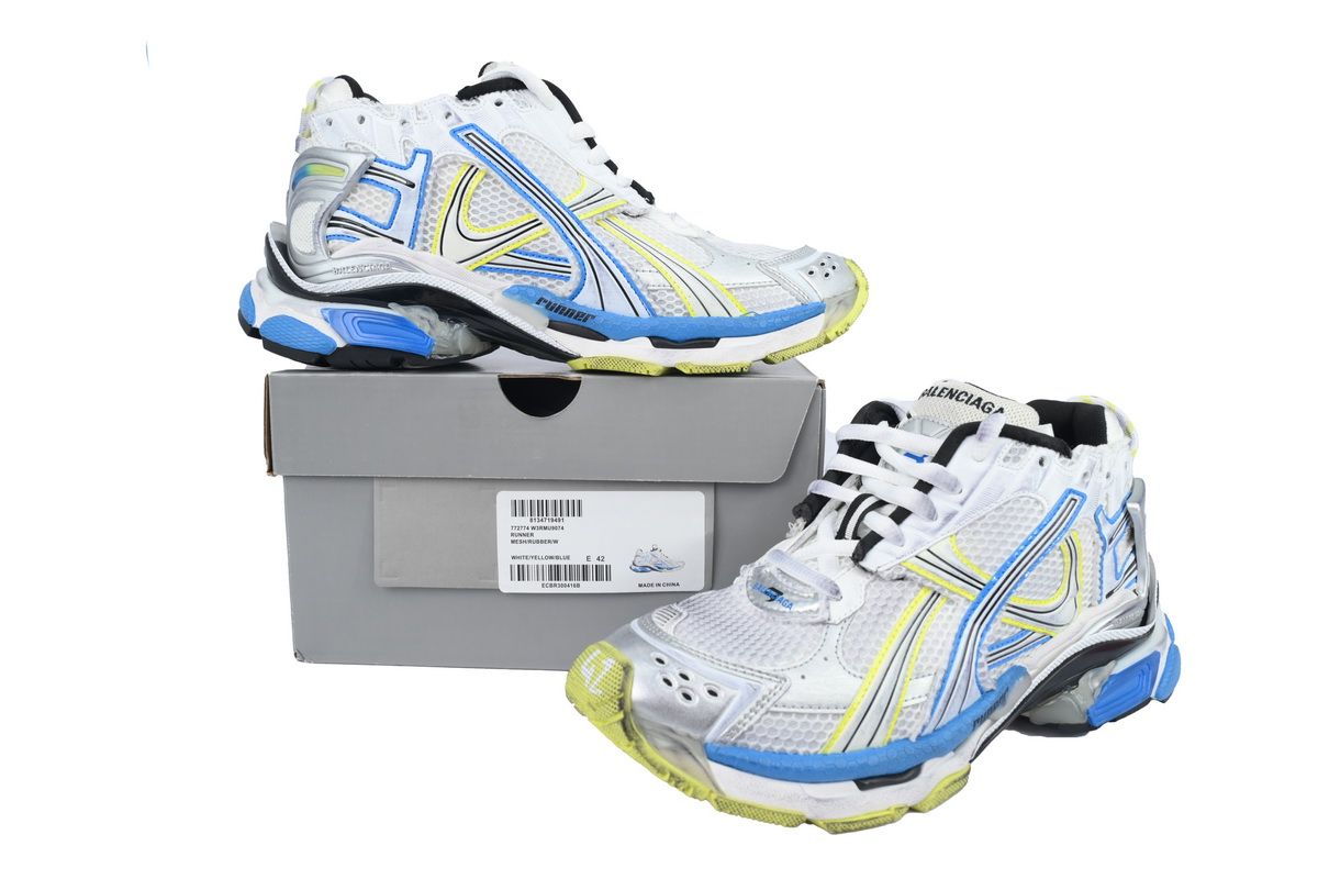 Balenciaga Runner Sneaker 'White Yellow Blue' 772774 W3RMU 9074