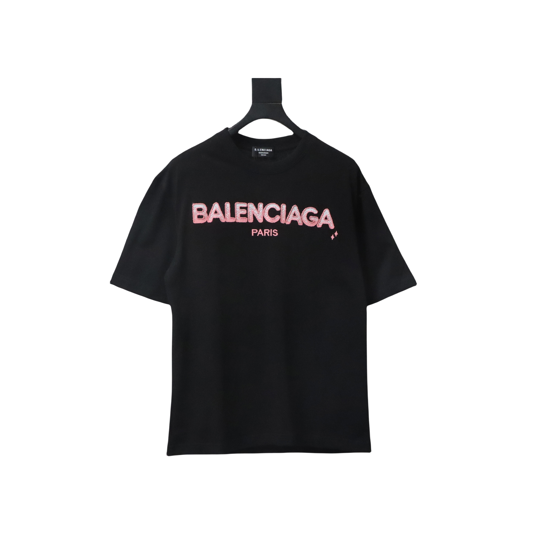 Balenciaga 25ss gradient letter embroidery short sleeve black