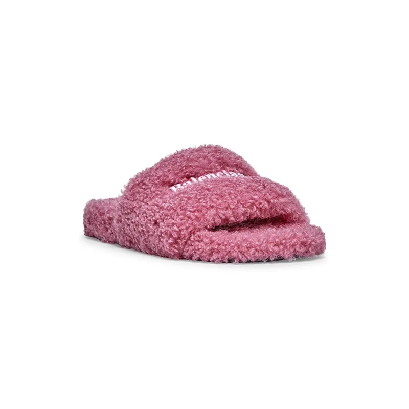Balenciaga Furry Slide Rose Red