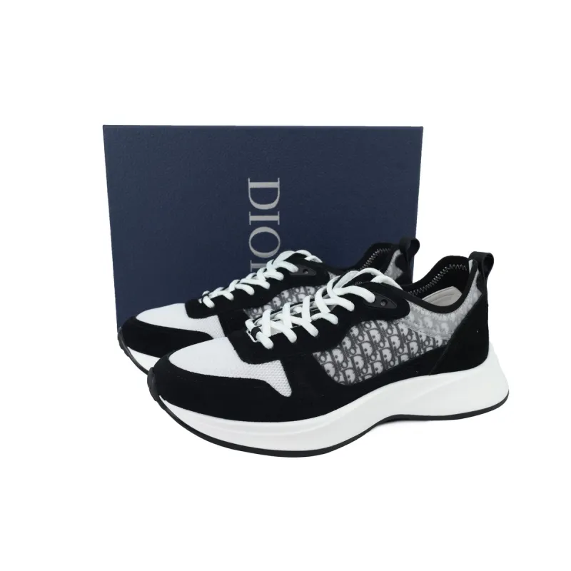 Dior B25 Runner Black Suede White Technical Mesh Oblique Canvas 3SN259YUH-H960