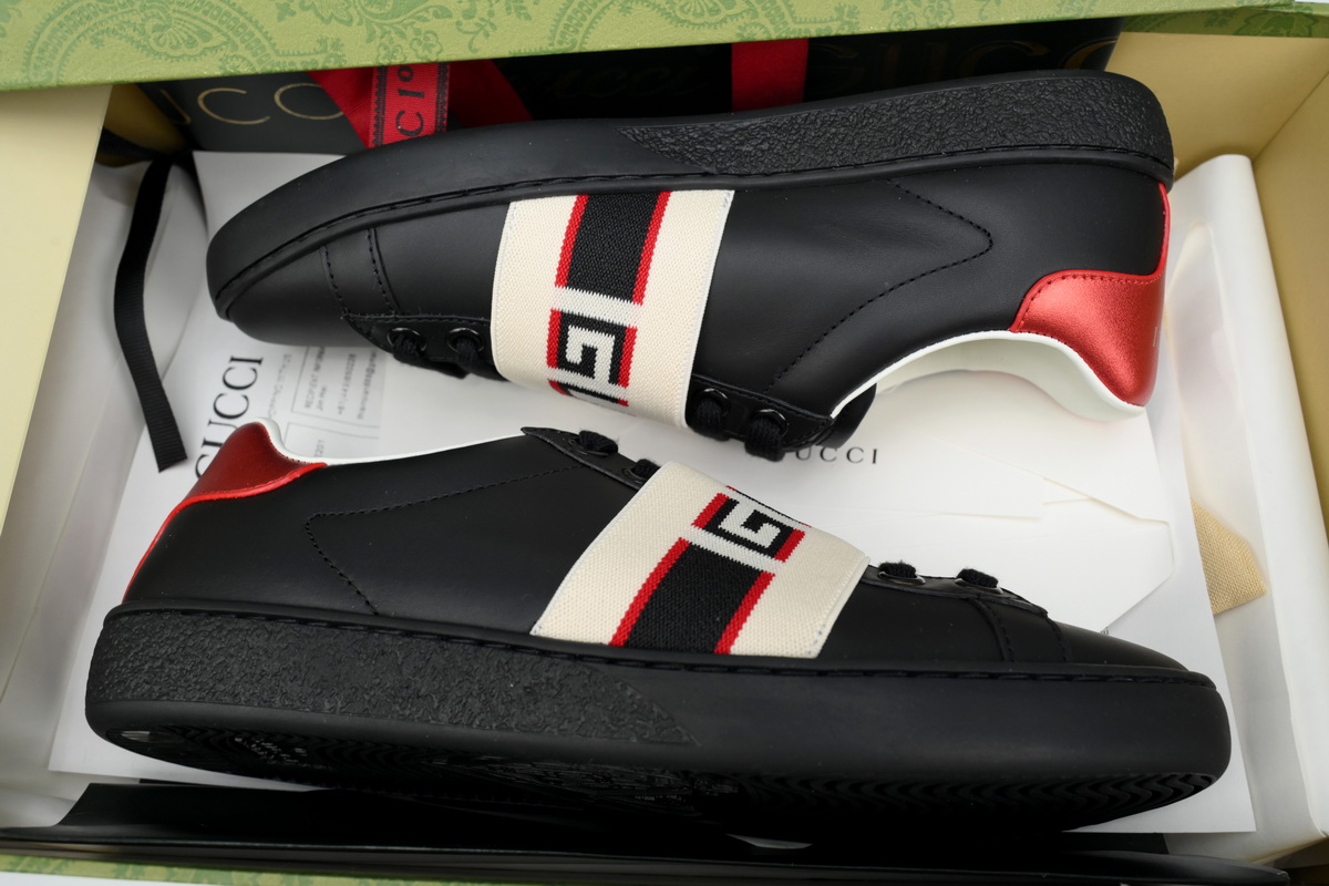 Gucci Ace Stripe Leather 'Black'