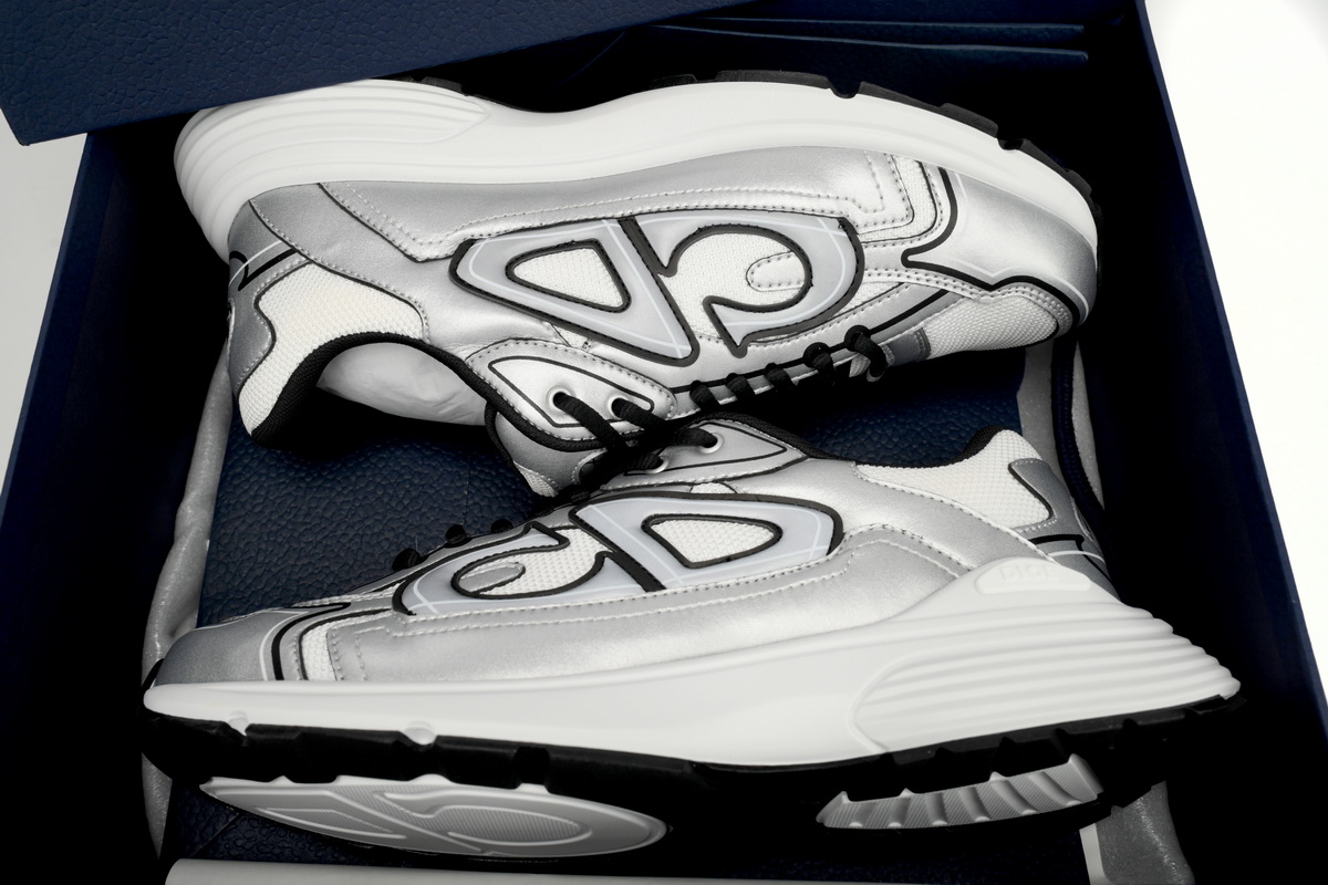 Dior Light Grey 'B30' Sneakers Black Silver 3SN279 ZMA1 6141