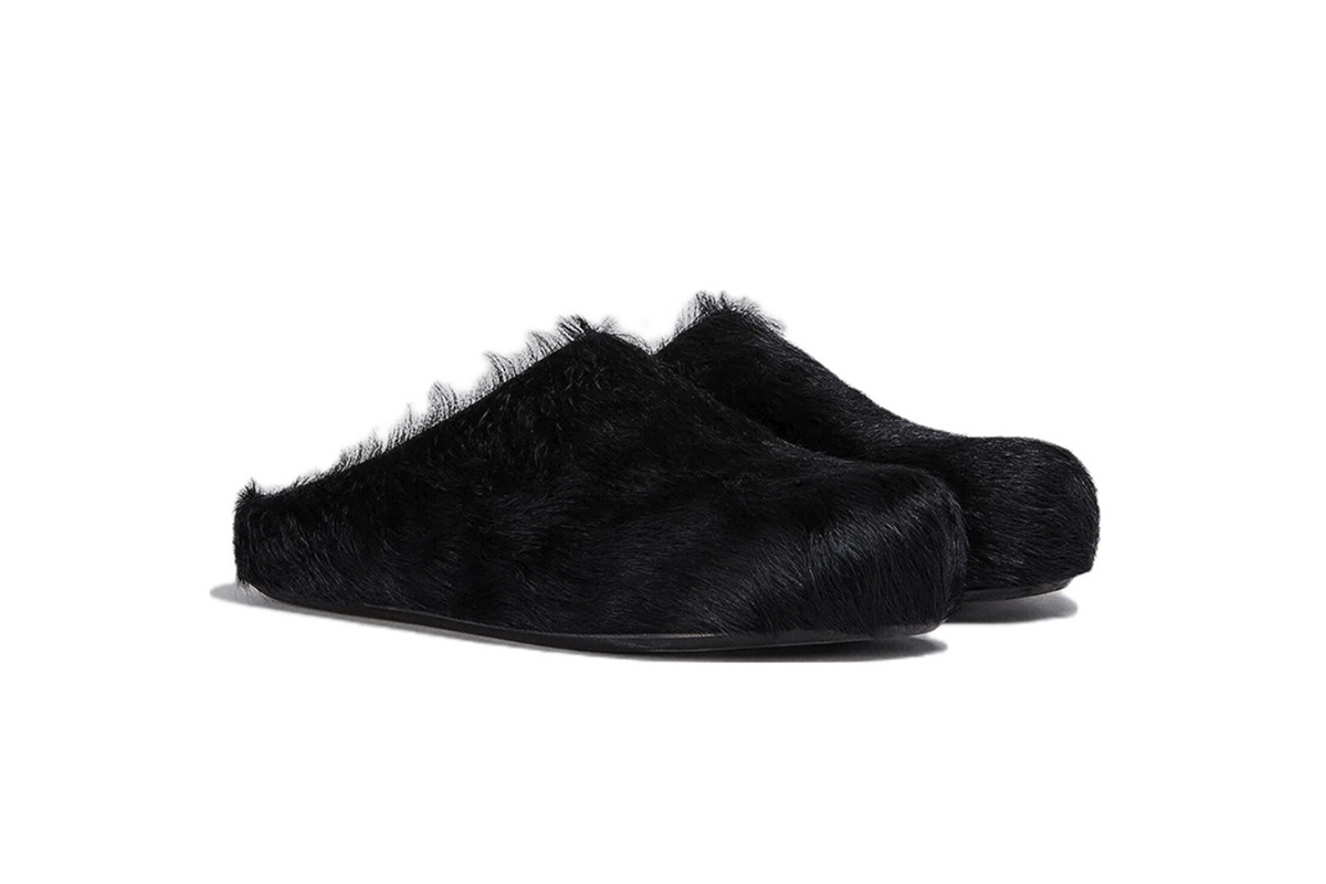 Marni Long hair Calfskin Fussbett Sabot Black SBMR000600P412200N99