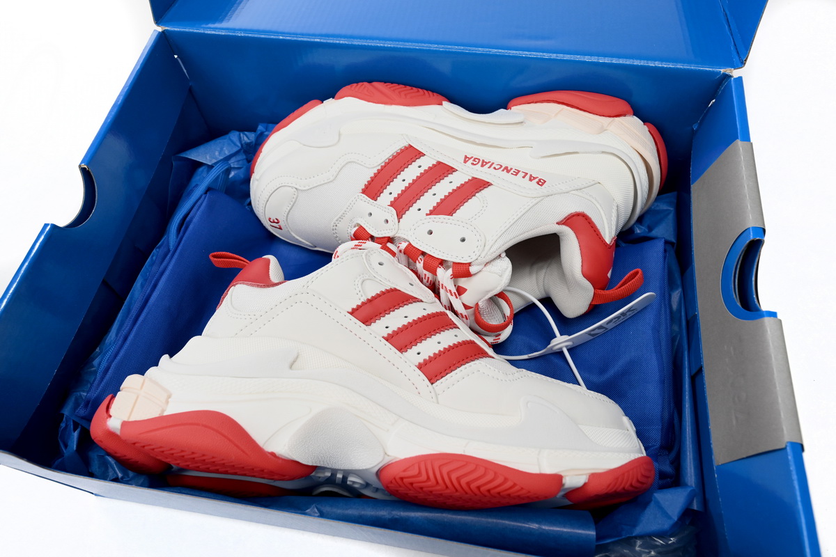 Adidas x Balenciaga Triple S White Red Bar