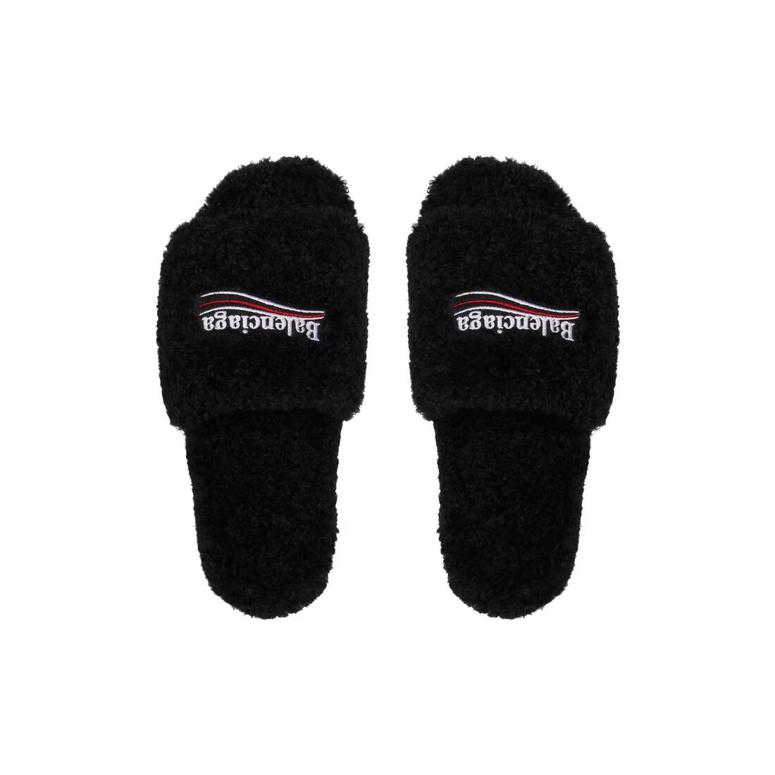 Balenciaga Furry Slides Black