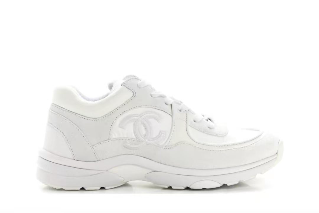 Chanel Triple White Chanel CC Logo Low Top