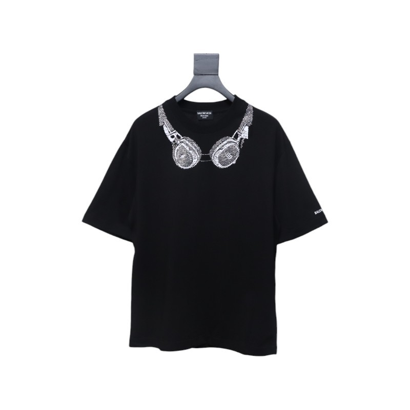 Balenciaga Hot Diamond Earphone Short Sleeve Black