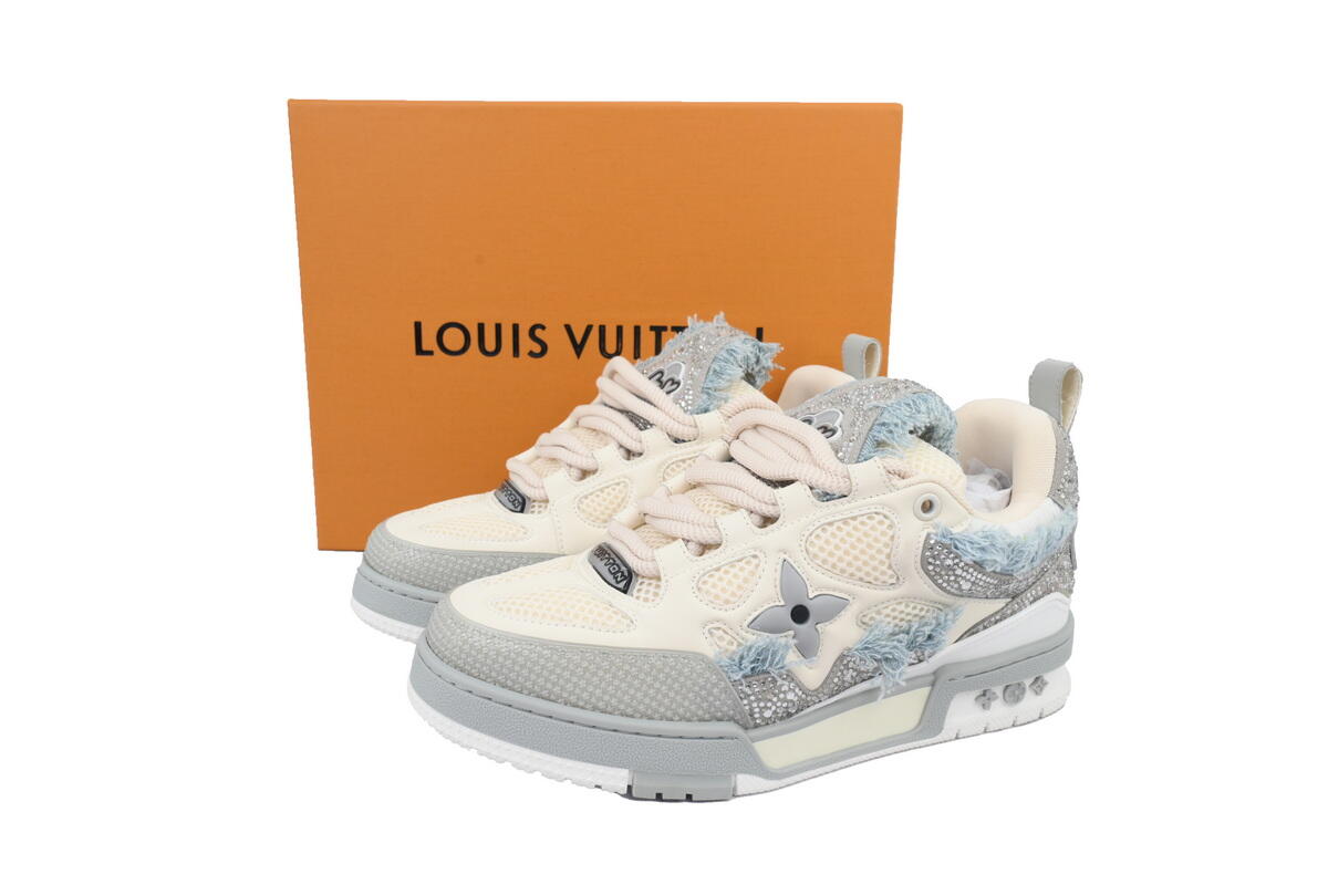 Louis Vuitton Skate Horse Hair Gray White Diamond