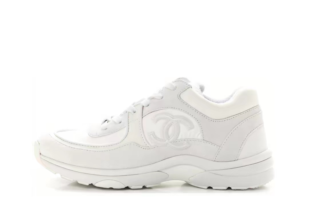Chanel Triple White Chanel CC Logo Low Top