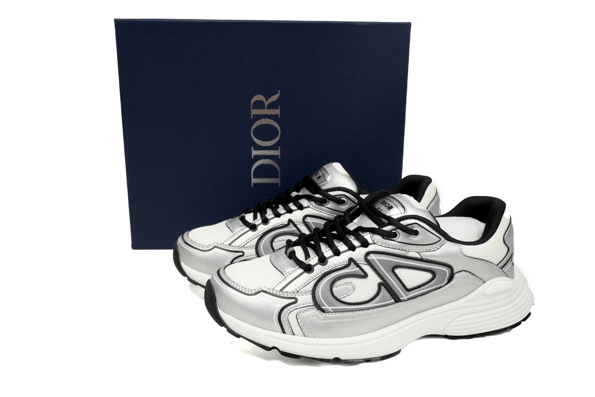 Dior Light Grey 'B30' Sneakers Black Silver 3SN279 ZMA1 6141