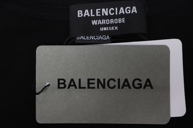 Balenciaga 25ss gradient letter embroidery short sleeve black