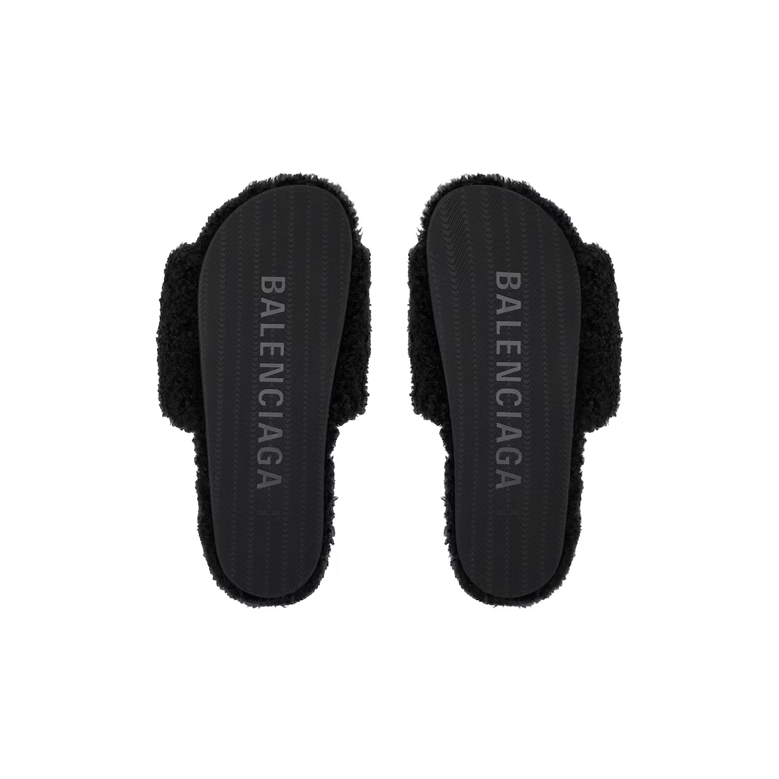 Balenciaga Furry Slides Black