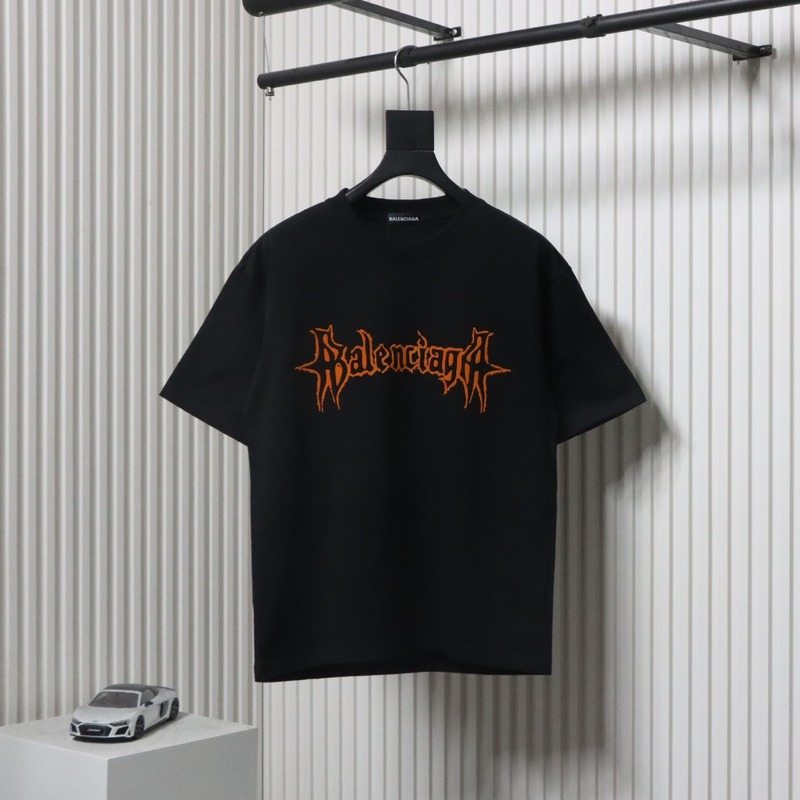 Balenciaga 25ss Sanskrit letters flocked print short sleeves