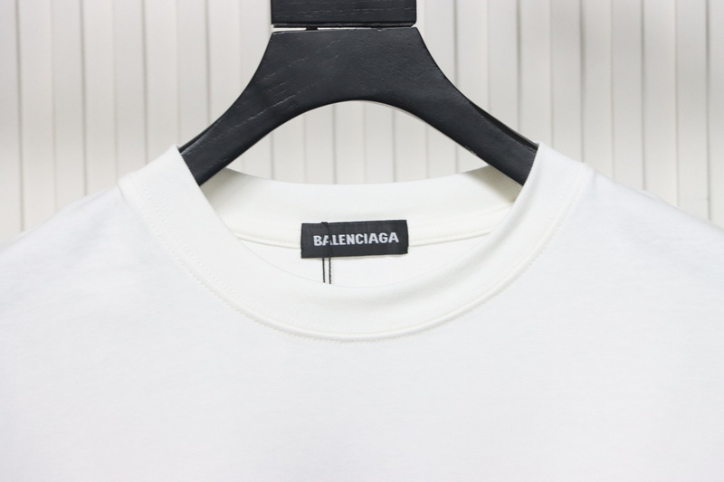 Balenciaga 25ss Sanskrit letters flocking print short sleeves white