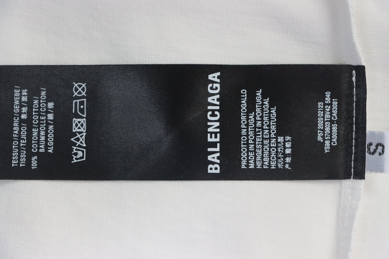 Balenciaga 25ss Sanskrit letters flocking print short sleeves white