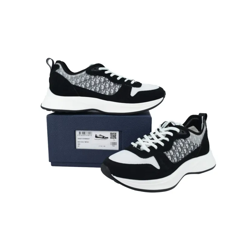 Dior B25 Runner Black Suede White Technical Mesh Oblique Canvas 3SN259YUH-H960