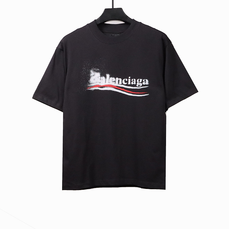 Balenciaga Blurred Coke Printed Short Sleeve Navy