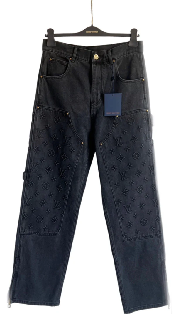 Louis Vuitton Monogram Detail Carpenter Denim Pants Black