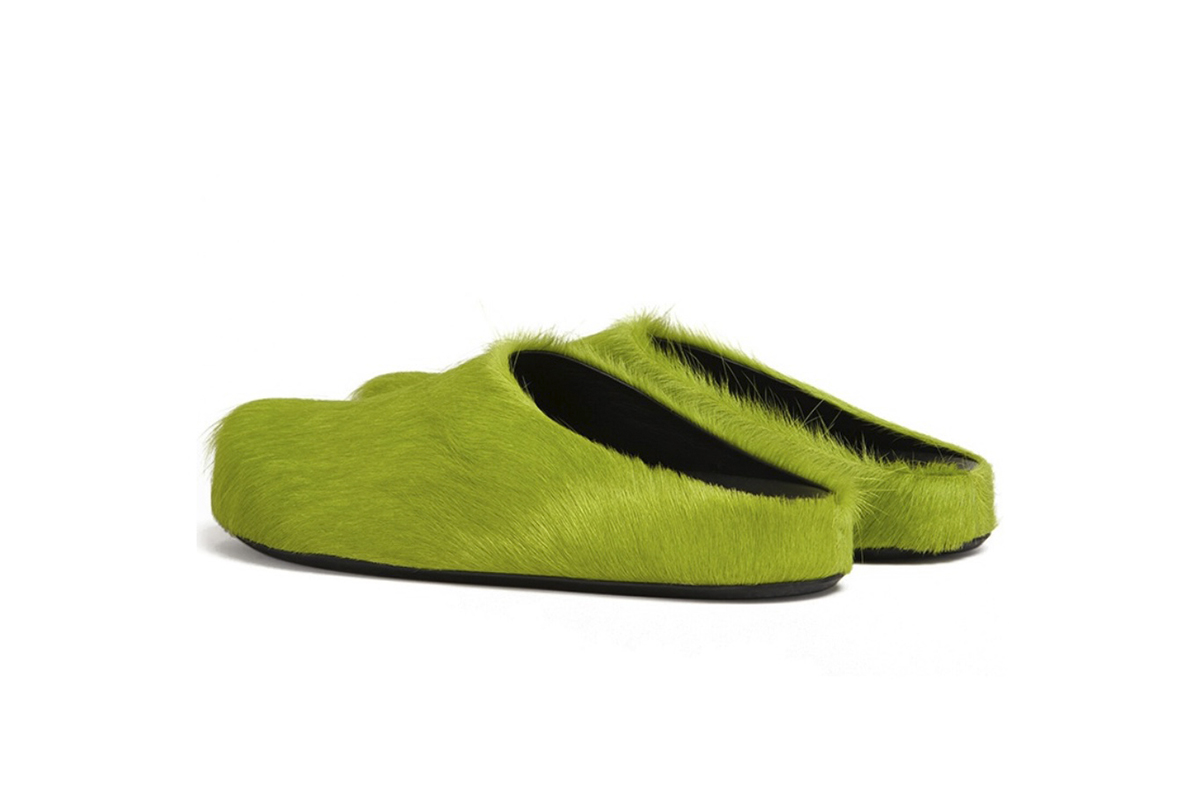 Marni Long hair Calfskin Fussbett Sabot Green SBMR000600P412200V07