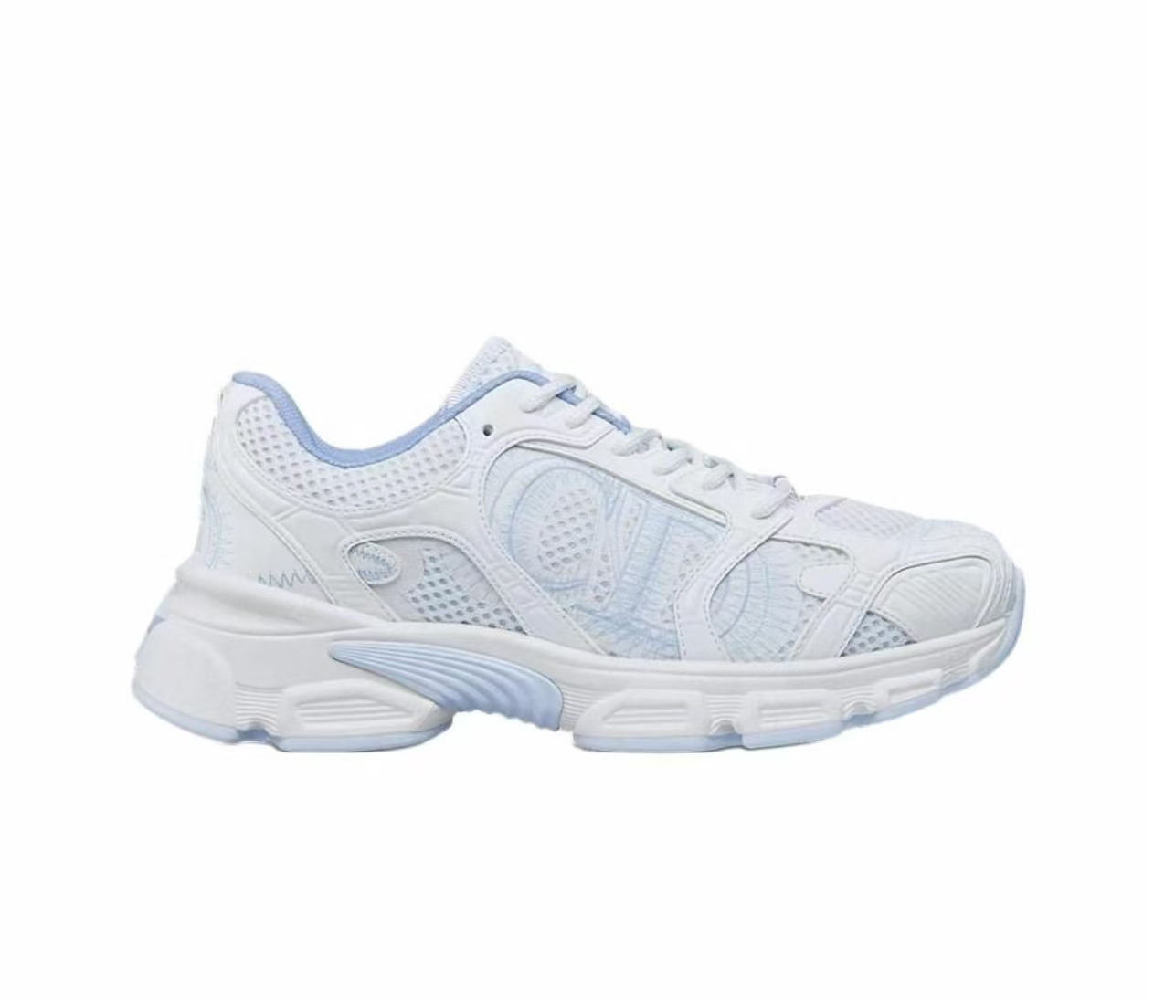 Dior Chrono Sneaker White and Sky Blue Mesh and Leather-Effect Panels