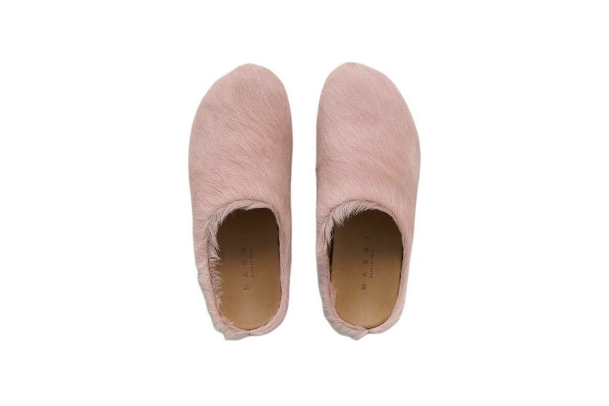 Marni Long hair Calfskin Fussbett Sabot Pink SBMS004601P412200C29