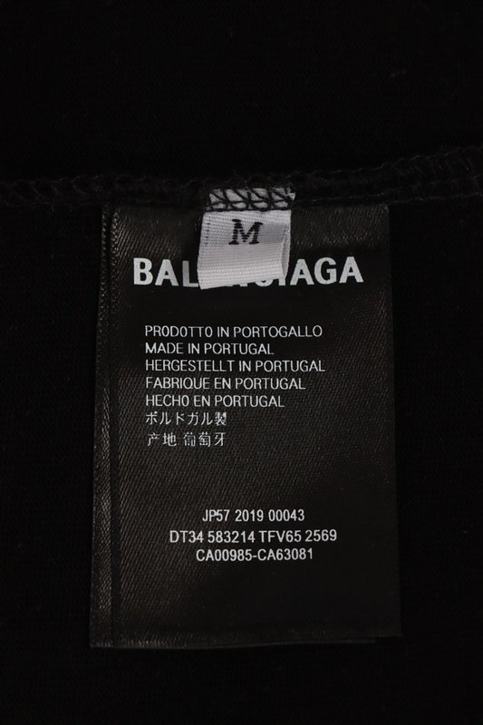 Balenciaga 25ss gradient letter embroidery short sleeve black