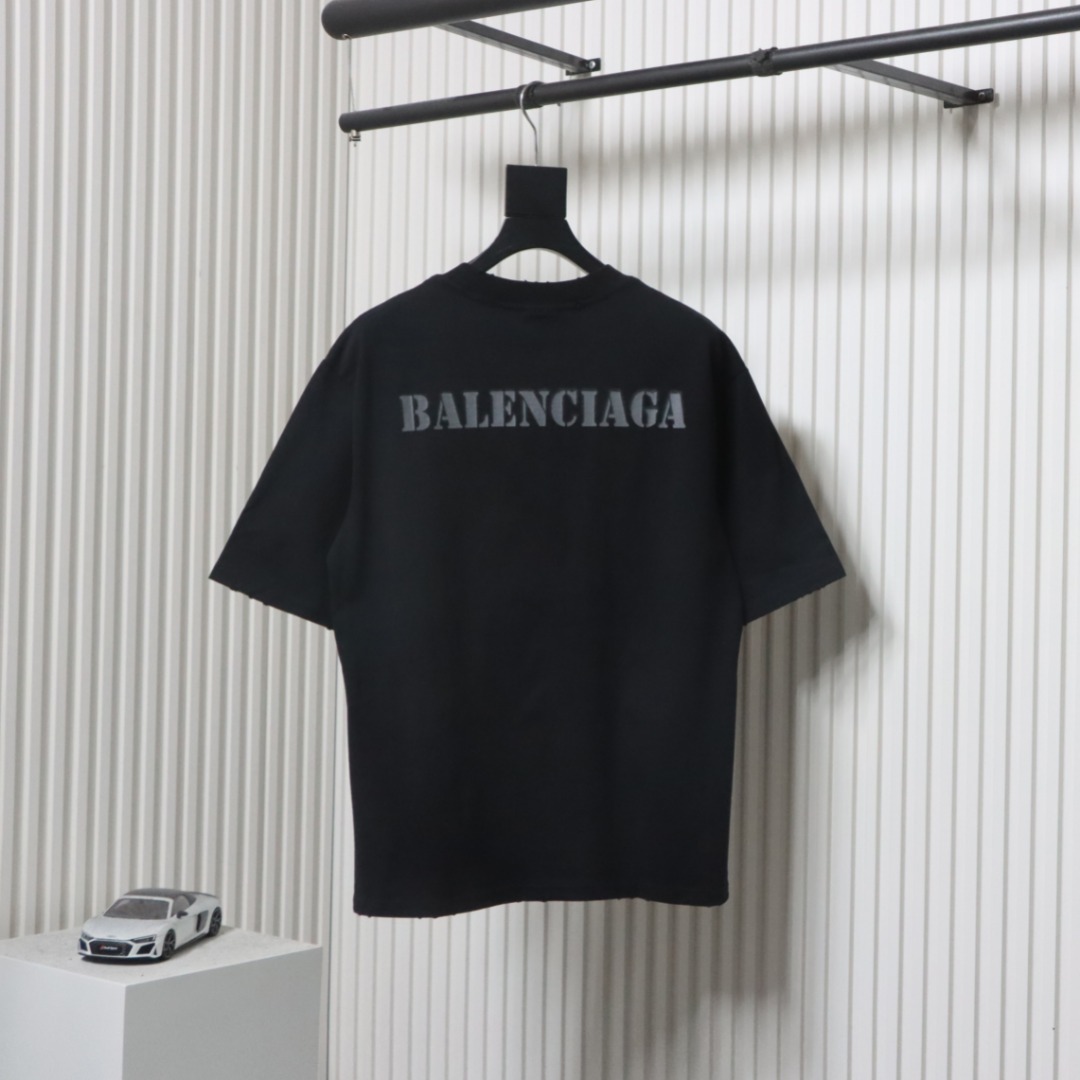 Balenciaga Blurred Inkjet Letters Short Sleeve T-shirt Black