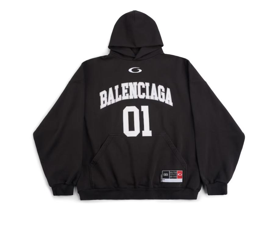 Balenciaga Basketball Series - Hoodie Large Fit in washed black archetype fleece