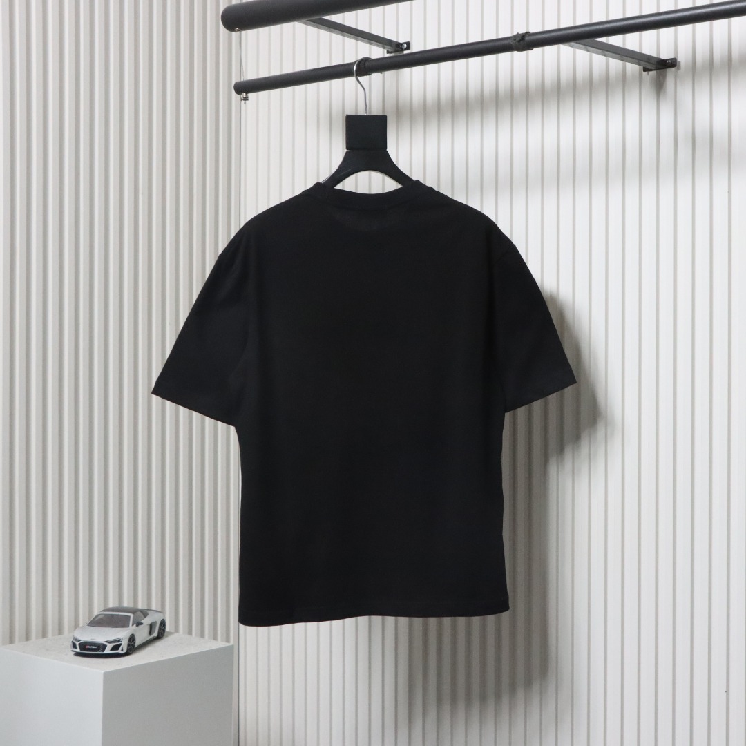 Balenciaga 25ss gradient letter embroidery short sleeve black
