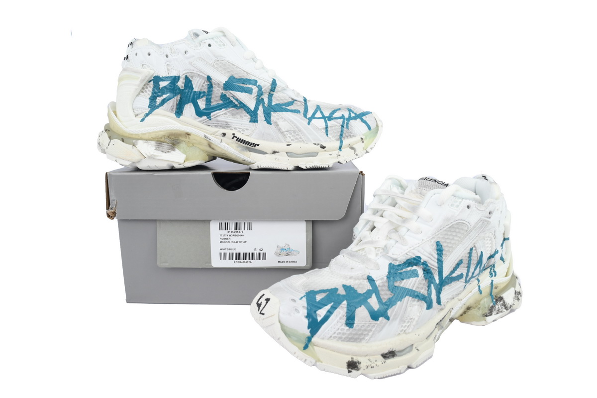Balenciaga Runner Sneaker 'Graffiti - White Blue' 772774 W3RBQ 9040