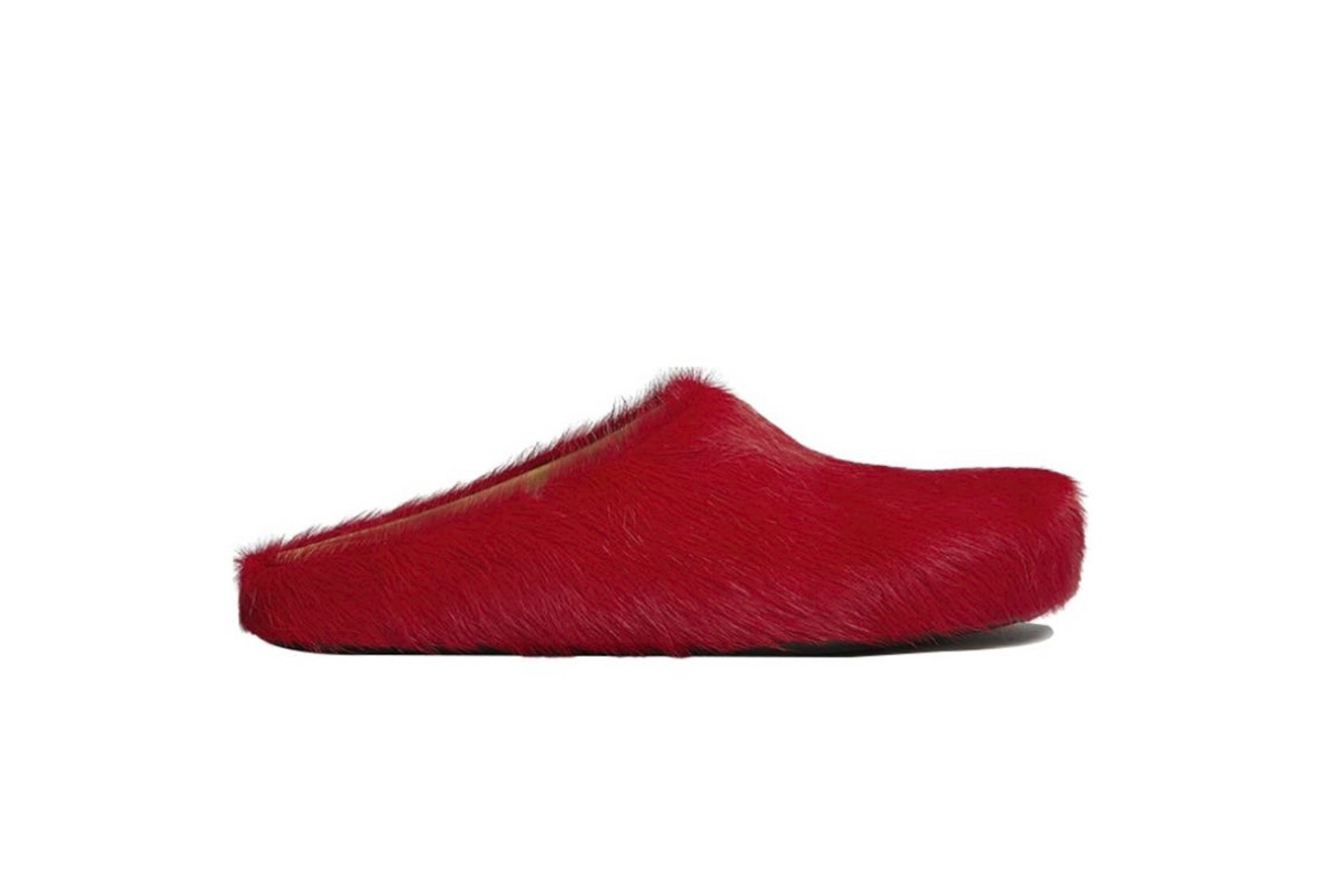 Marni Long hair Calfskin Fussbett Sabot Red SBMS004601P412200R66