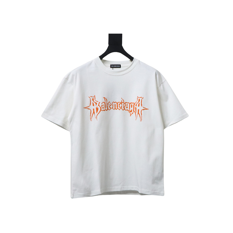 Balenciaga 25ss Sanskrit letters flocking print short sleeves white