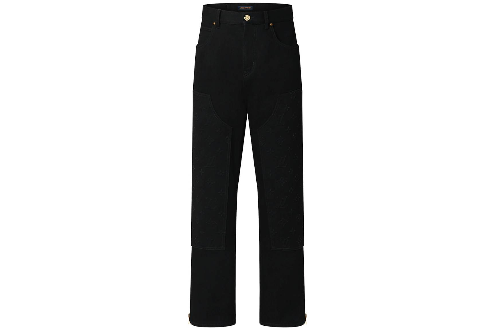 Louis Vuitton Monogram Detail Carpenter Denim Pants Black