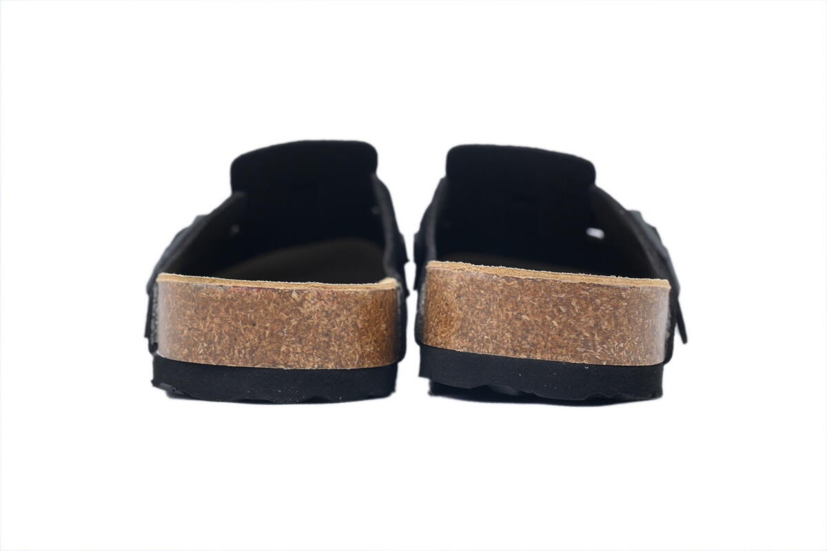 Birkenstock Boston Soft Footbed Black Velvet And Black Buckle
